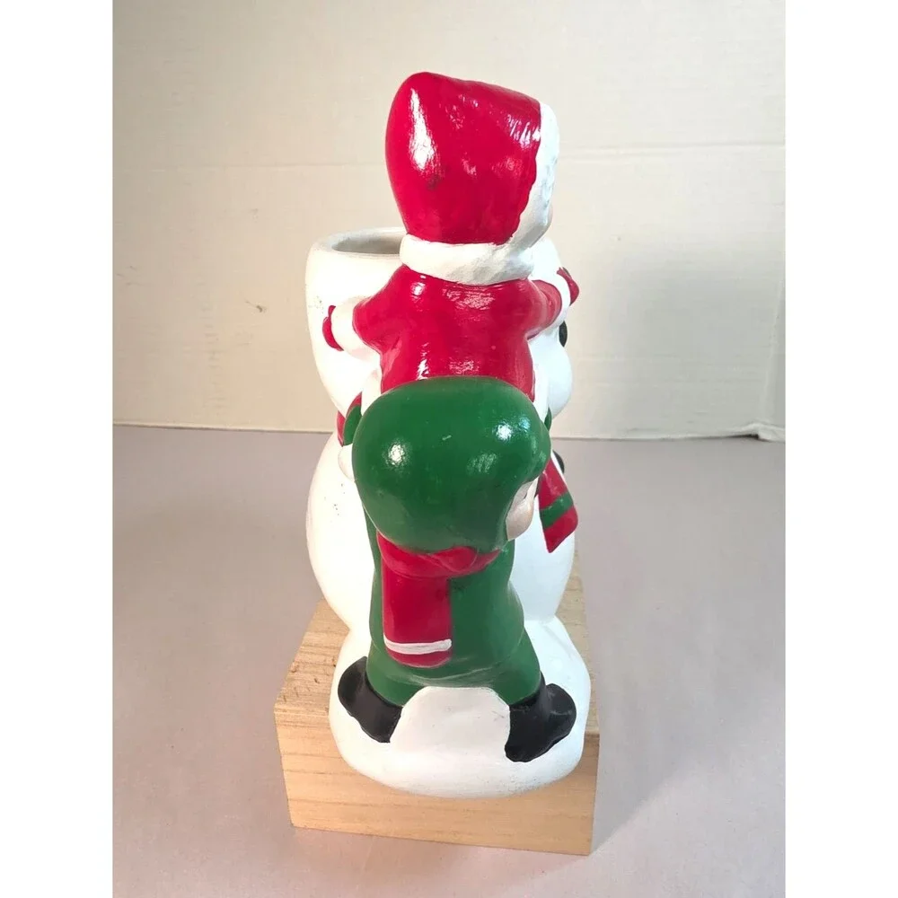 Vintage Christmas Snowman vase Winter Scene Children Kids In The Snow 1981 Ken